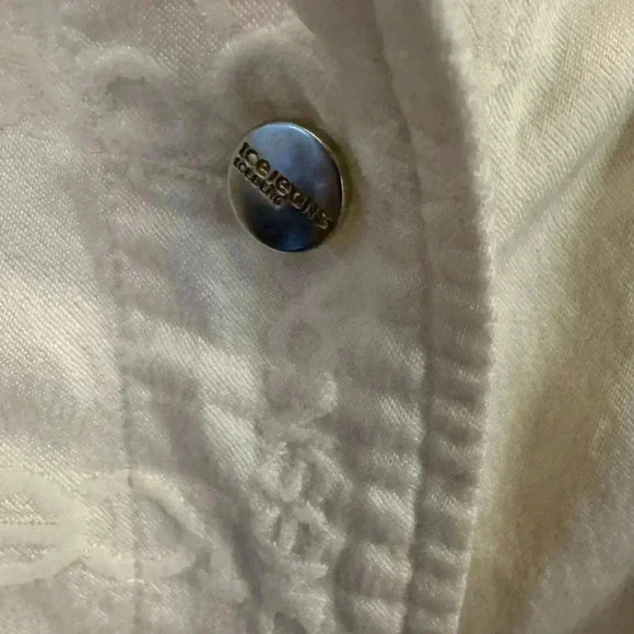 Ice jeans ivory cotton blend denim jacket logo embossed made in Italy size 42/S - Picture 4 of 16